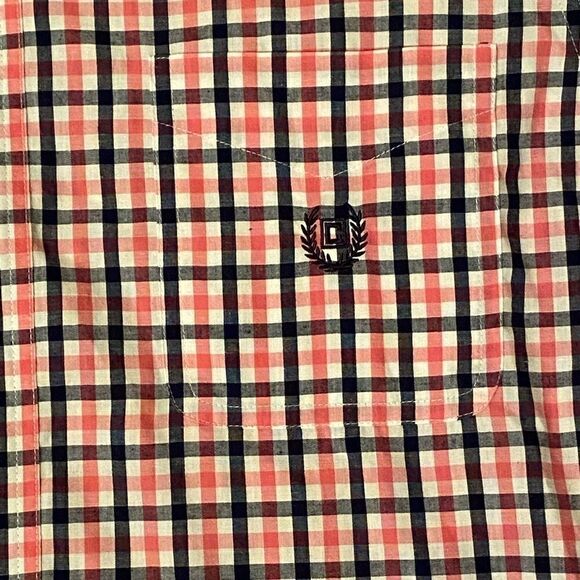 Chaps Shirt Mens Medium Size M Pink Blue Gingham‎ Short Sleeve Button Down Shirt - Picture 4 of 4